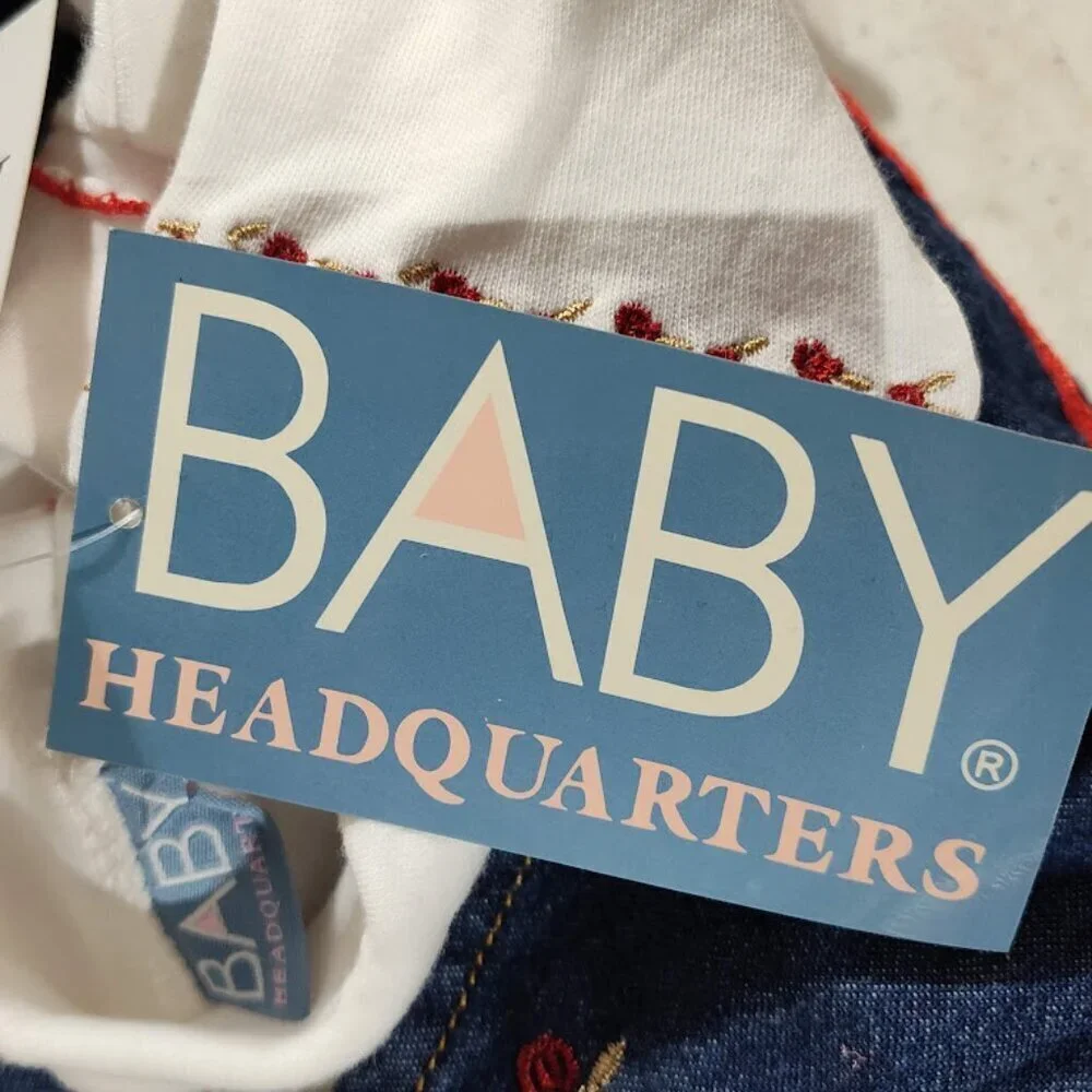 Baby Headquarters YK 2 Piece Set 18 Months Denim Dress & Snap Bottom Top NWT